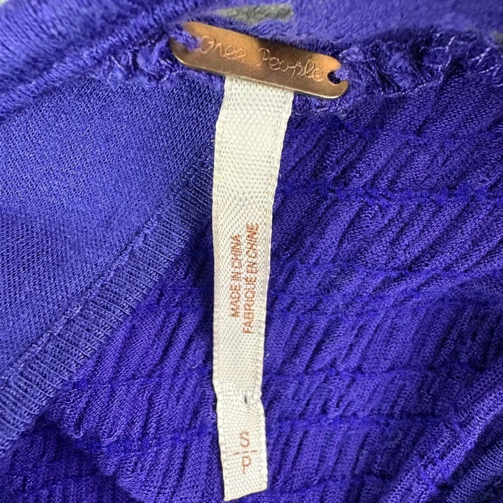 Free People M Purple Mini Dress Crochet Lace Cutout Boho Festival Cottage‎
